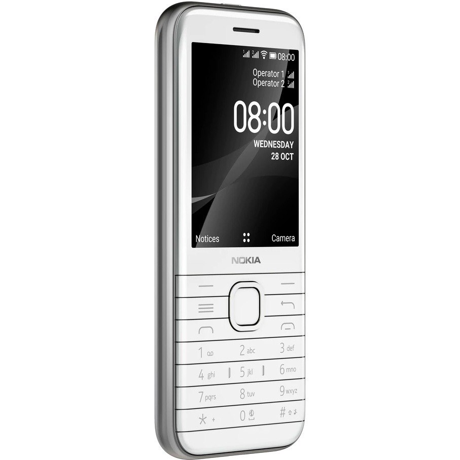 Nokia 8000 4G 4 GB Feature Phone - 7.1 cm (2.8") Active Matrix TFT LCD QVGA 320 x 240 - Cortex A7Quad-core (4 Core) 1.10 GHz - 512 MB RAM - 4G - Opal White