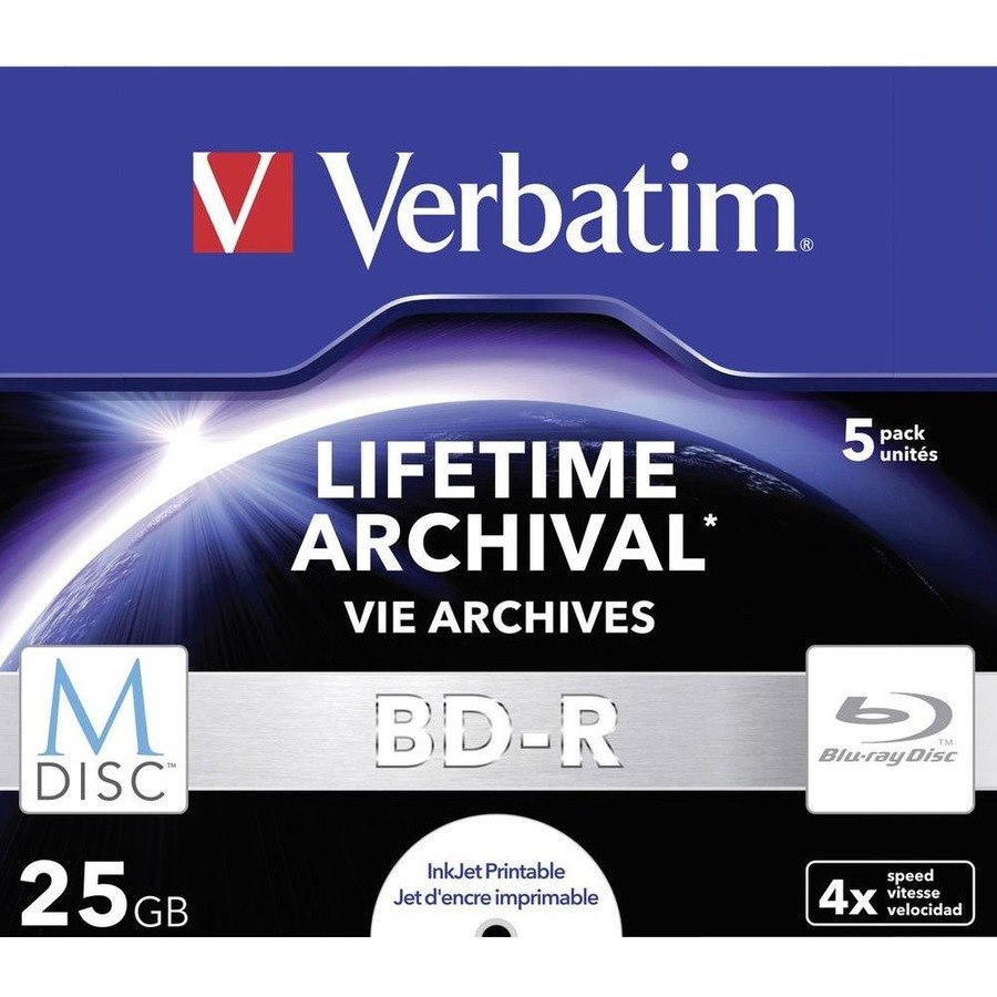 Verbatim Blu-ray Recordable Media - BD-R - 4x - 25 GB - 5 Pack Jewel Case