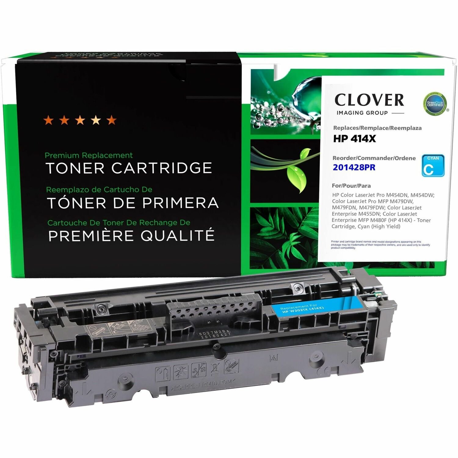 Clover Imaging Remanufactured High Yield Cyan Toner Cartridge (Reused OEM Chip) for HP 414X (W2021X)