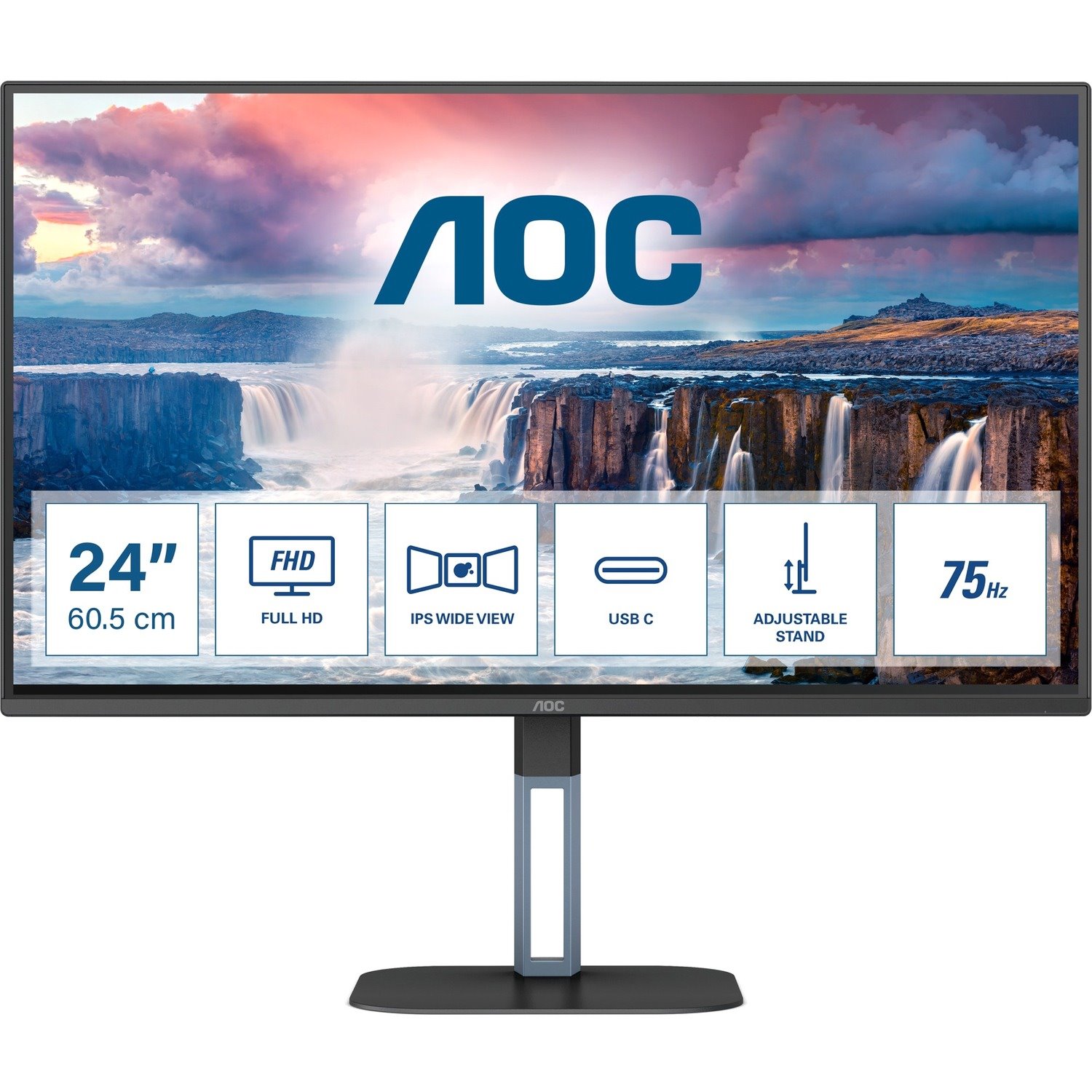 AOC 24V5C 60.5 cm (23.8") Full HD WLED LCD Monitor - 16:9 - Matte Black