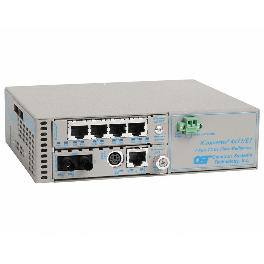 iConverter MUX/M Ethernet 4xT1/E1 Fiber Multiplexer ST Multimode 550m