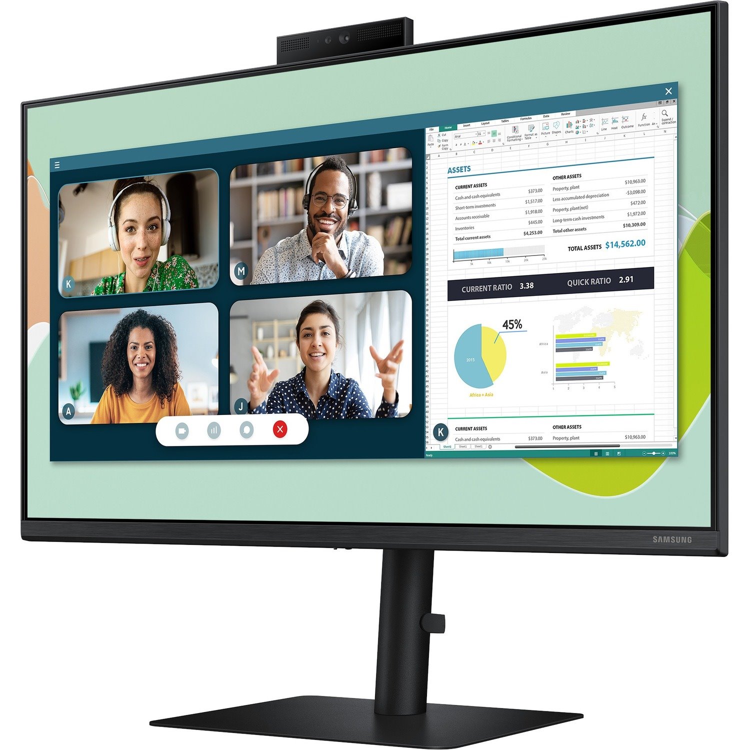 Samsung S24A400VEE 24" Class Webcam Full HD LCD Monitor - 16:9 - Black