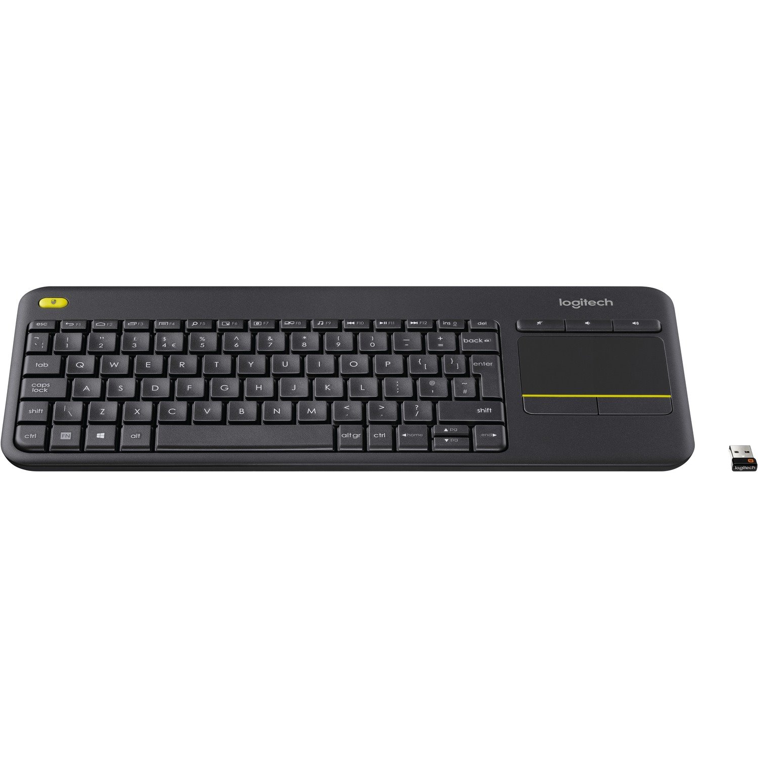 Logitech K400 Plus Keyboard - Wireless Connectivity - USB Interface - TouchPad - Hebrew - Black