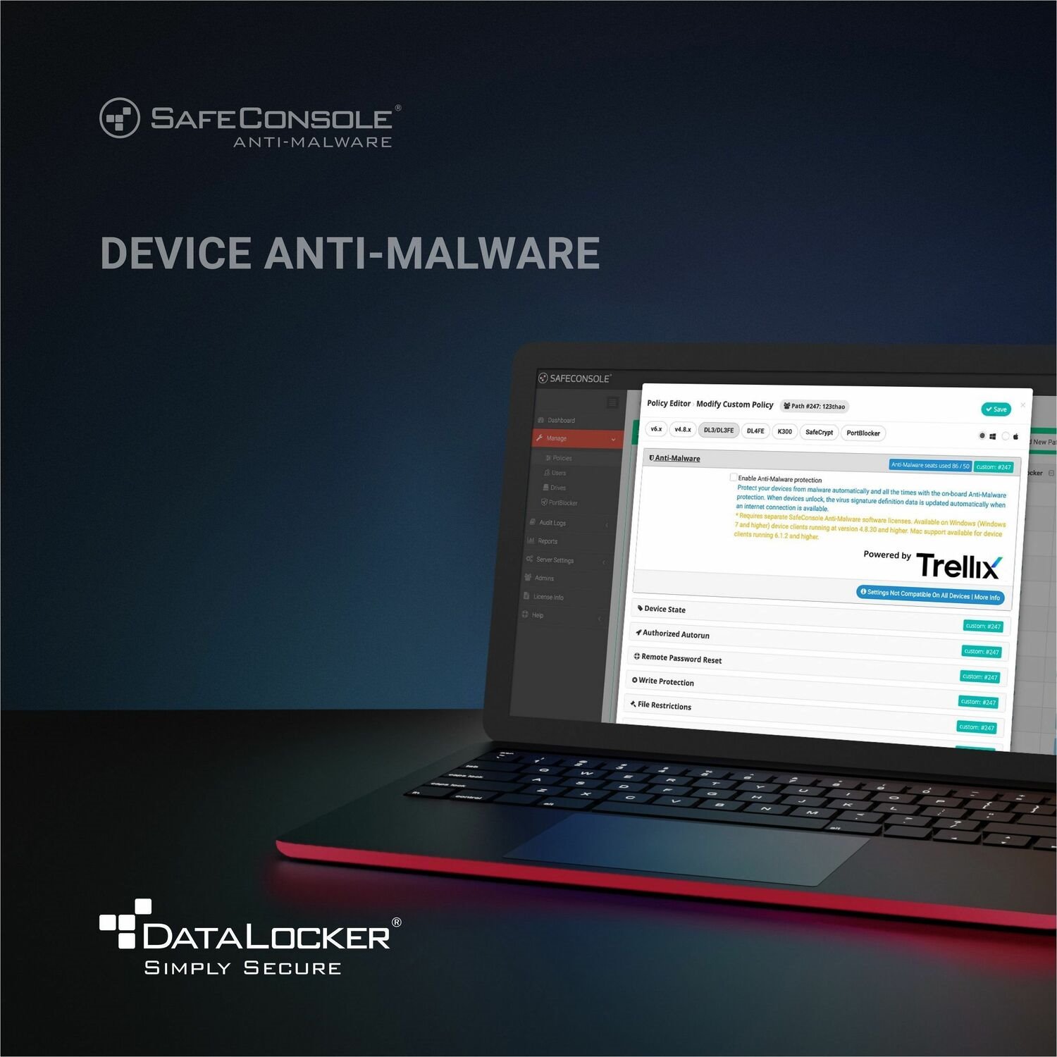 DataLocker Anti-Malware Secure USB Device - License - 1 Device - 1 Year