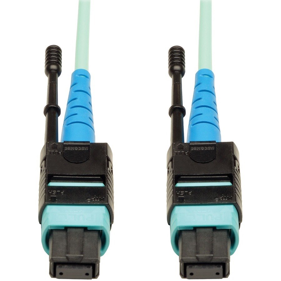 Eaton Tripp Lite Series MTP/MPO Patch Cable with Push/Pull Tab Connectors, 100GBASE-SR10, CXP, 24 Fiber, 100Gb OM3 Plenum-rated - Aqua, 10M (33 ft.)