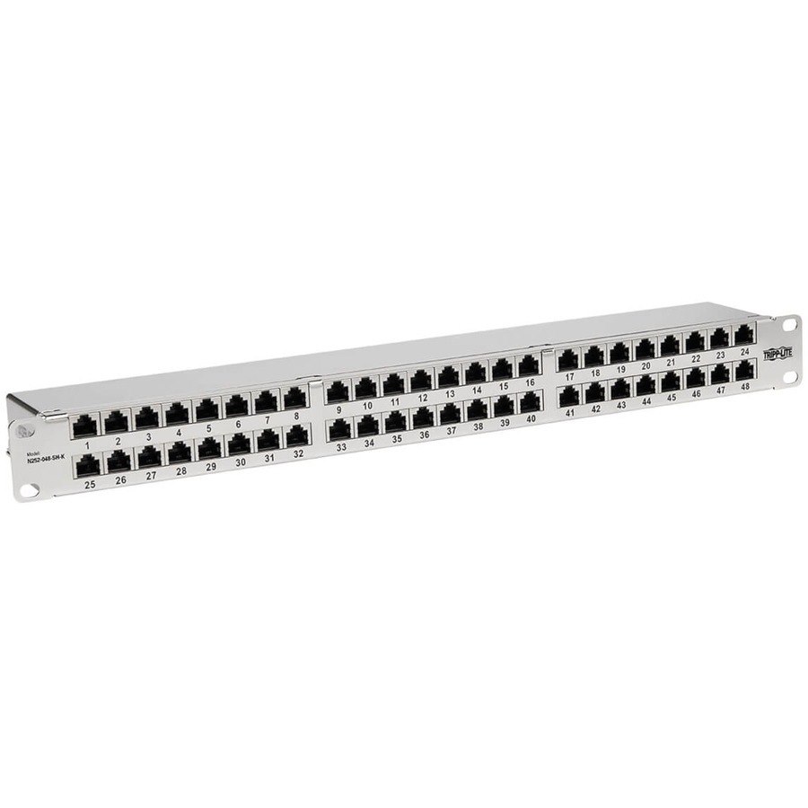 Tripp Lite by Eaton Cat5e/Cat6 48-Port Patch Panel - Shielded, Krone IDC, 568A/B, RJ45 Ethernet, 1U Rack-Mount, TAA