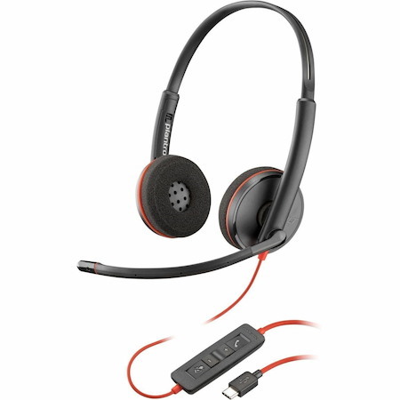 Poly Blackwire C3220 Wired On-ear Stereo Headset - Black