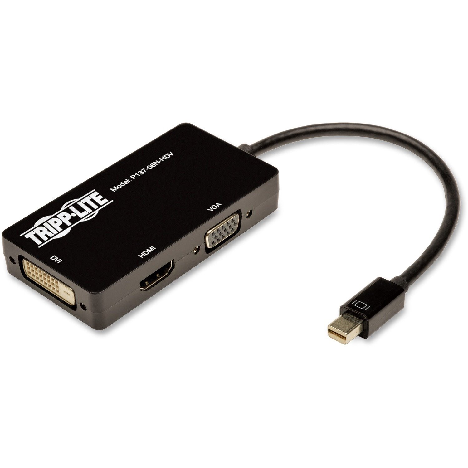 Tripp Lite by Eaton Keyspan Mini DisplayPort to VGA/DVI/HDMI All-in-One Adapter Video Converter, Black, 6 in.