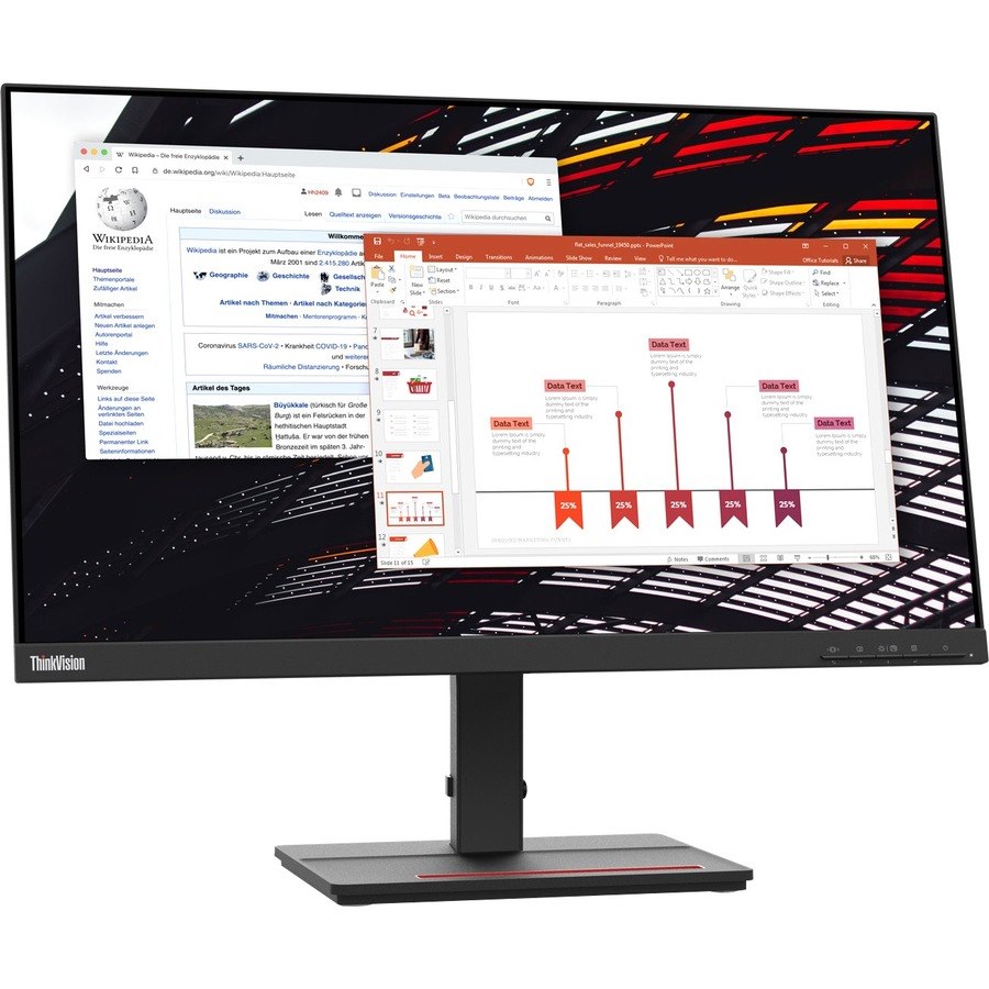 Lenovo ThinkVision S24e-20 24" Class Full HD LCD Monitor - 16:9 - Raven Black