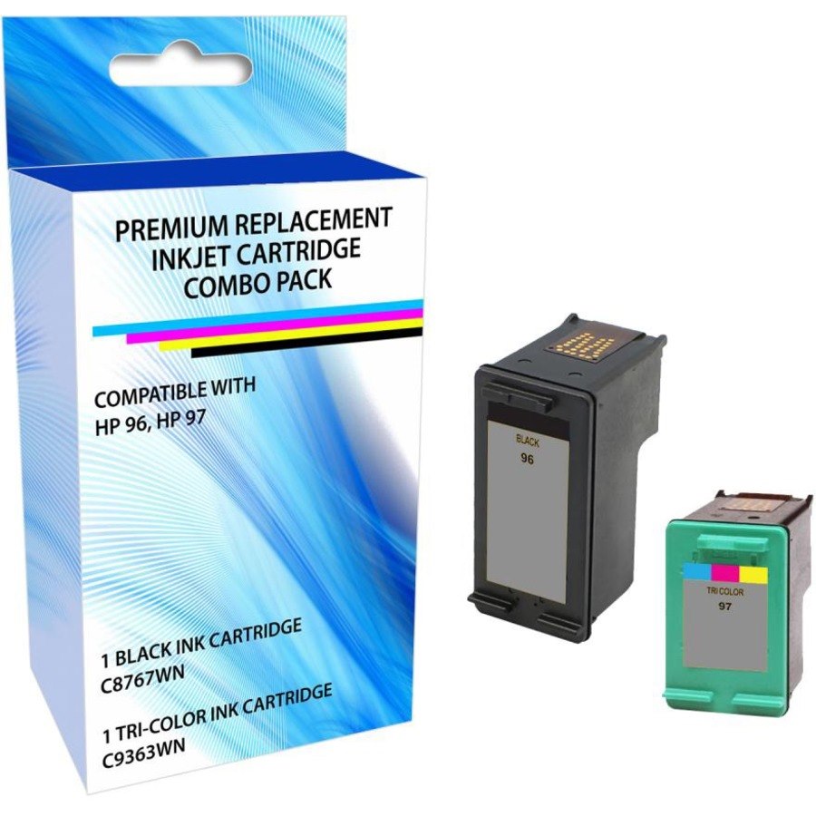 eReplacements Remanufactured Inkjet Ink Cartridge - Combo Pack - Alternative for HP 96, 97 - Black, Tri-color Pack