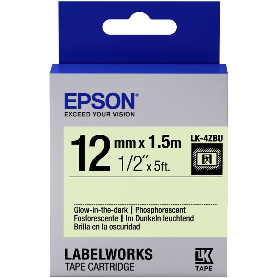 Epson LabelWorks Glow-In-the-Dark LK Tape Cartridge ~1/2" Black Glow-in-the-Dark