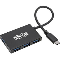 Tripp Lite by Eaton 4-Port USB-C Hub, USB 3.x (5Gbps), 4x USB-A Ports, Aluminum Housing, Black