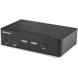 StarTech.com 2 Port DisplayPort KVM Switch - 4K 60Hz - Single Display - UHD DP 1.2 USB KVM Switch with USB 3.0 Hub & Audio - TAA Compliant