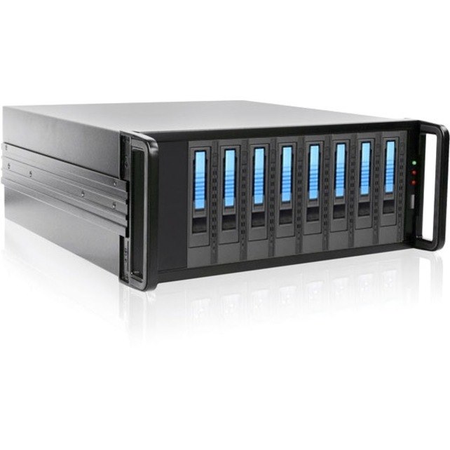 RAIDage JAGE480HDBL-M1 Drive Enclosure SAS-2, SATA/600 - Mini-SAS HD Host Interface - 4U Rack-mountable - Black, Blue