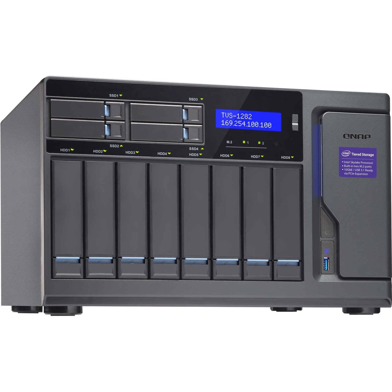 QNAP Turbo NAS TVS-1282-I3-8G 12 x Total Bays SAN/NAS Storage System - Intel Core i3 i3-6100 Dual-core (2 Core) 3.70 GHz - 8 GB RAM - DDR4 SDRAM Tower