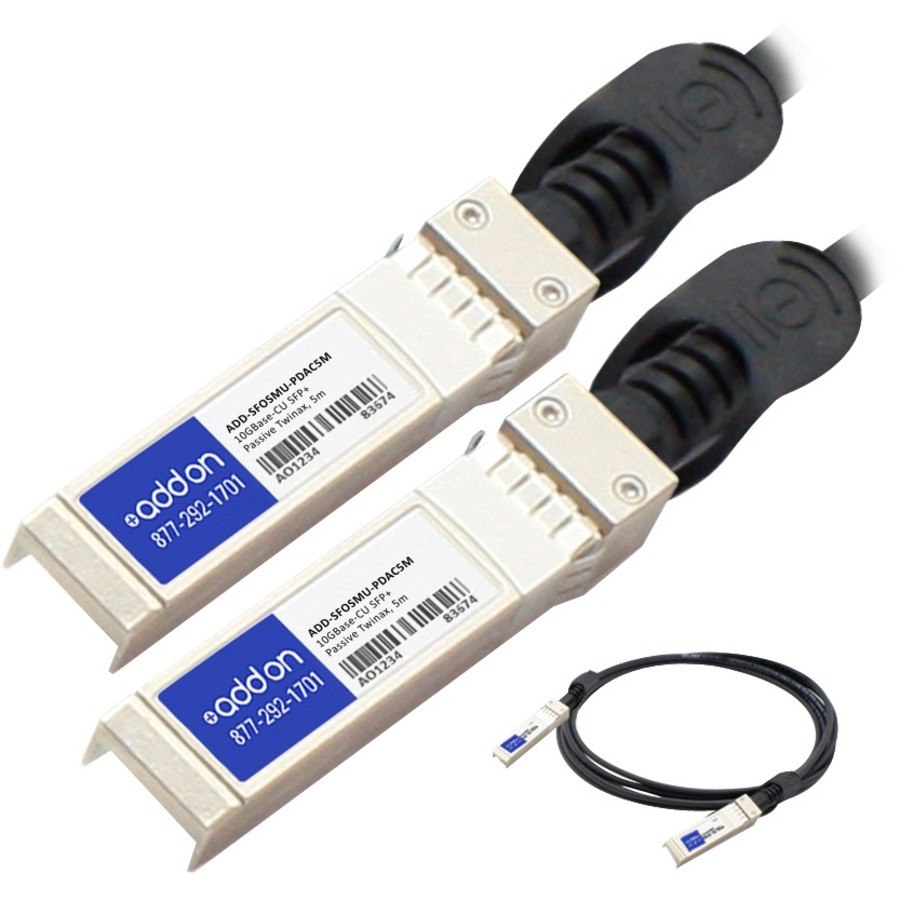 AddOn Dell Force10 CBL-10GSFP-DAC-5M to Multiple OEM Compatible TAA Compliant 10GBase-CU SFP+ to SFP+ Direct Attach Cable (Passive Twinax, 5m)