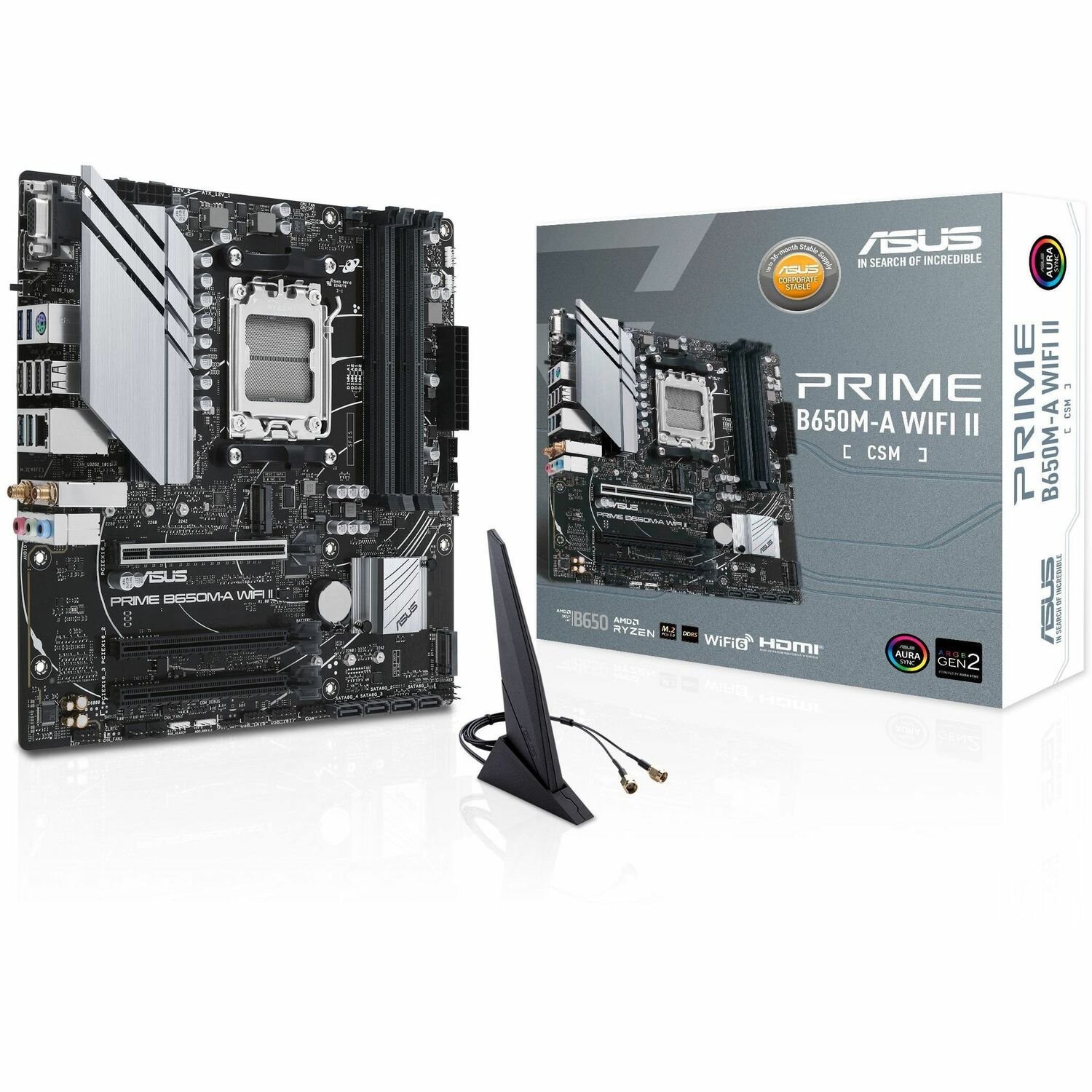 Asus Prime B650M-A WIFI II-CSM Gaming Desktop Motherboard - AMD B650 Chipset - Socket AM5 - Micro ATX