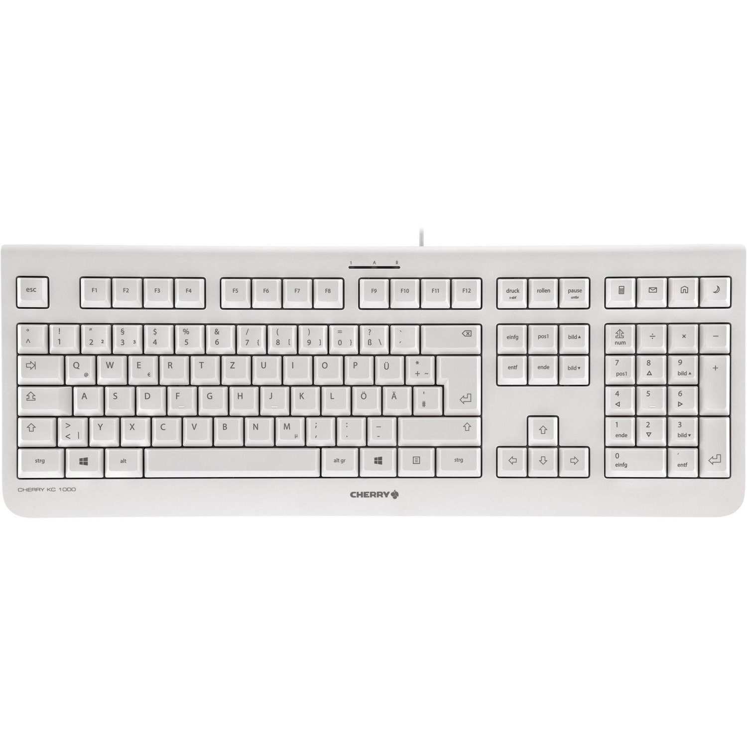 CHERRY KC 1000 Keyboard - Cable Connectivity - USB Interface - English (US) - Light Grey