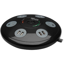 Tripp Lite by Eaton Conference Power Surge Protector - 4 NEMA 5-15R Outlets, 4 USB-A Ports, 6-ft. (1.83 m) Cord, Black