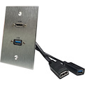 Comprehensive HDMI and USB-A 3.0 Pass-Through Single Gang Aluminum Wall Plate With Pigtail