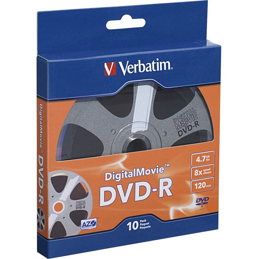 Verbatim DVD-R 4.7GB 8X with DigitalMovie Surface - 10pk Bulk Box