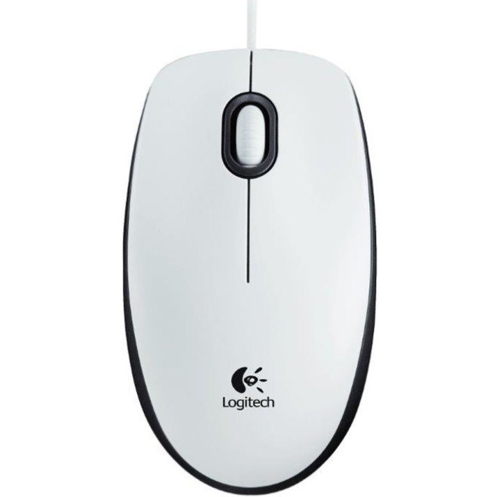 Logitech B100 Mouse - USB - Optical - 3 Button(s) - White