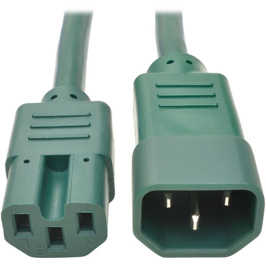 Eaton Tripp Lite Series Power Cord C14 to C15 - Heavy-Duty, 15A, 250V, 14 AWG, 3 ft. (0.91 m), Green