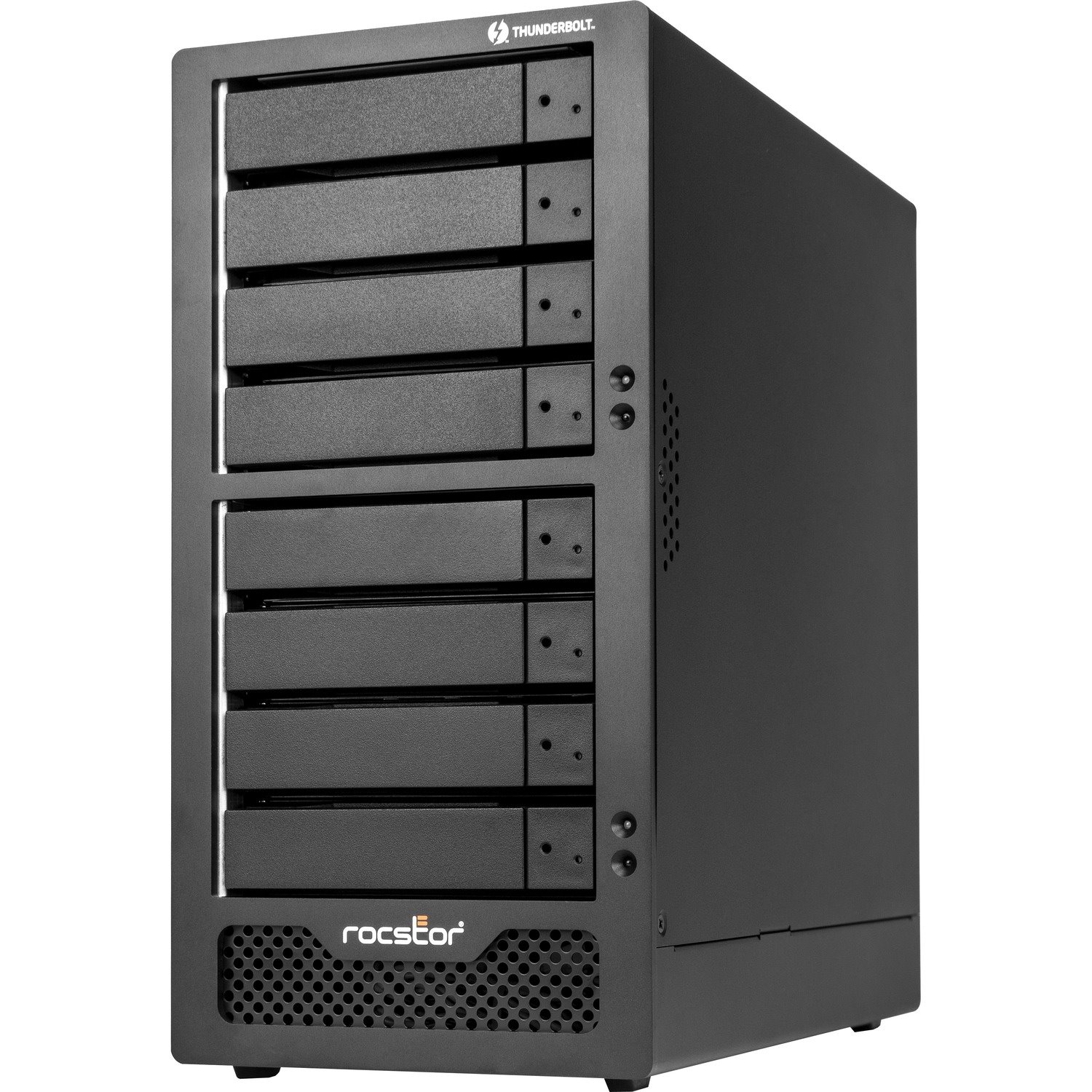 Rocstor Rocpro T38 48TB 7200 RPM Thunderbolt 3 RAID 8-BAY - 8 x HDD Supported - 8 x HDD Installed - 48 TB 7200RPM Installed HDD Capacity - Serial ATA/600 - RAID Controller 0, 1, 5, 6, 10, 50, 60 & JBOD - 8 x Total Bays - 8 x 3.5" Hot-Swap Bay - Desktop 8X6TB 72K RAID 8-BAY STORAGE