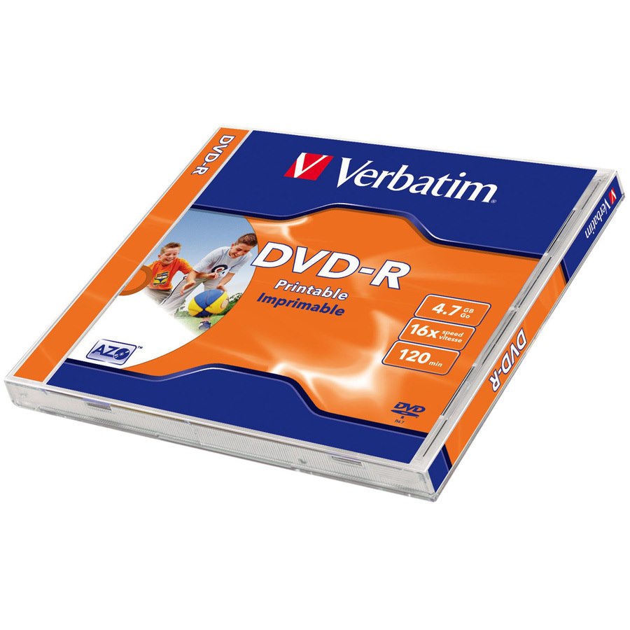 Verbatim 43547 DVD Recordable Media - DVD-R - 16x - 4.70 GB - 1 Pack Slim Case