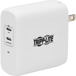 Tripp Lite by Eaton Dual-Port Compact USB-C Wall Charger - GaN Technology, 68W PD Charging (50W+18W), White