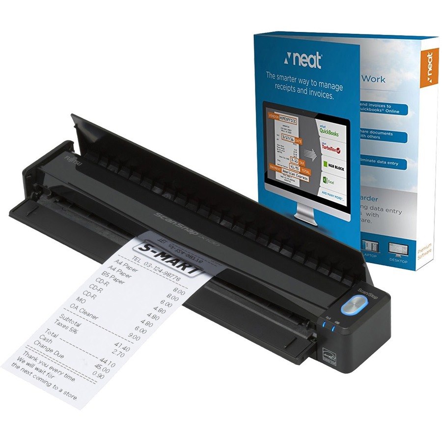 Fujitsu ScanSnap iX100 Mobile Scanner Powered with Neat