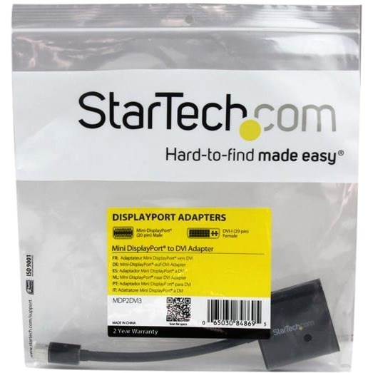 StarTech.com Mini DisplayPort to DVI Adapter, Mini DP to DVI-D Single Link Converter, 1080p Video, Passive, mDP 1.2 to DVI Monitor/Display