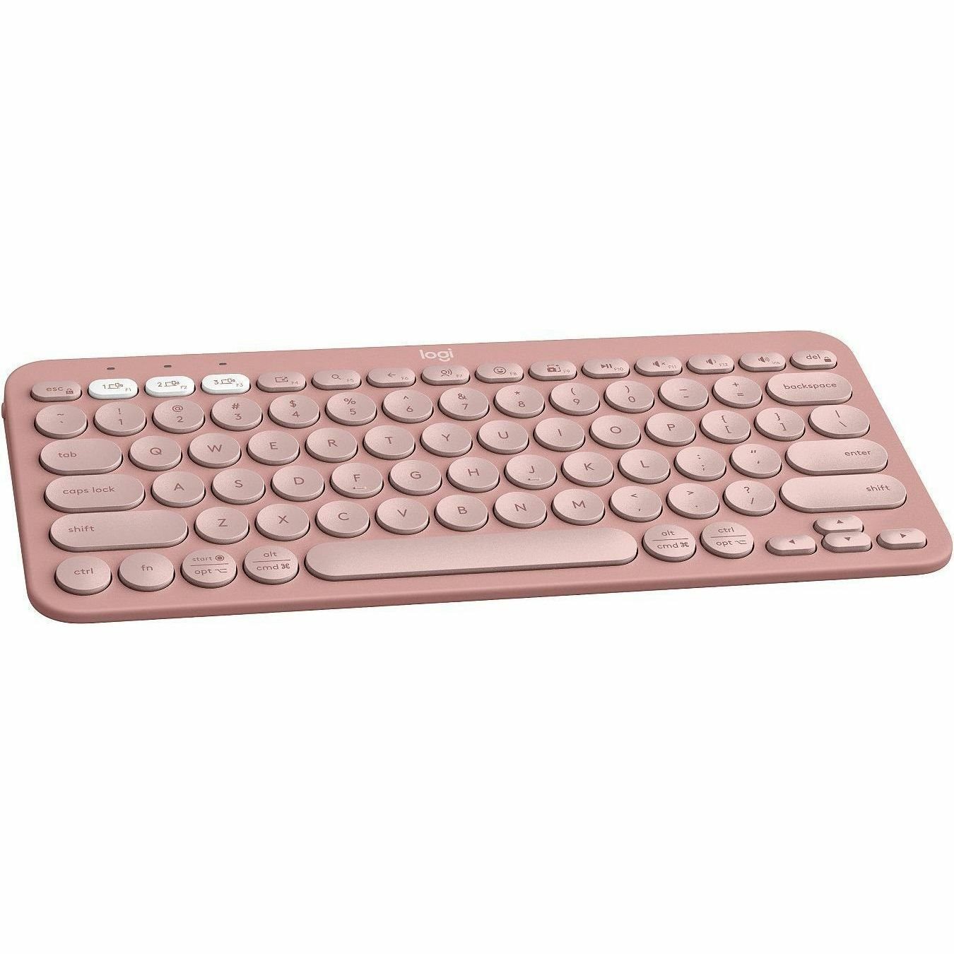 Logitech Pebble Keys 2 K380s Keyboard - Wireless Connectivity - USB Interface - English - Tonal Rose