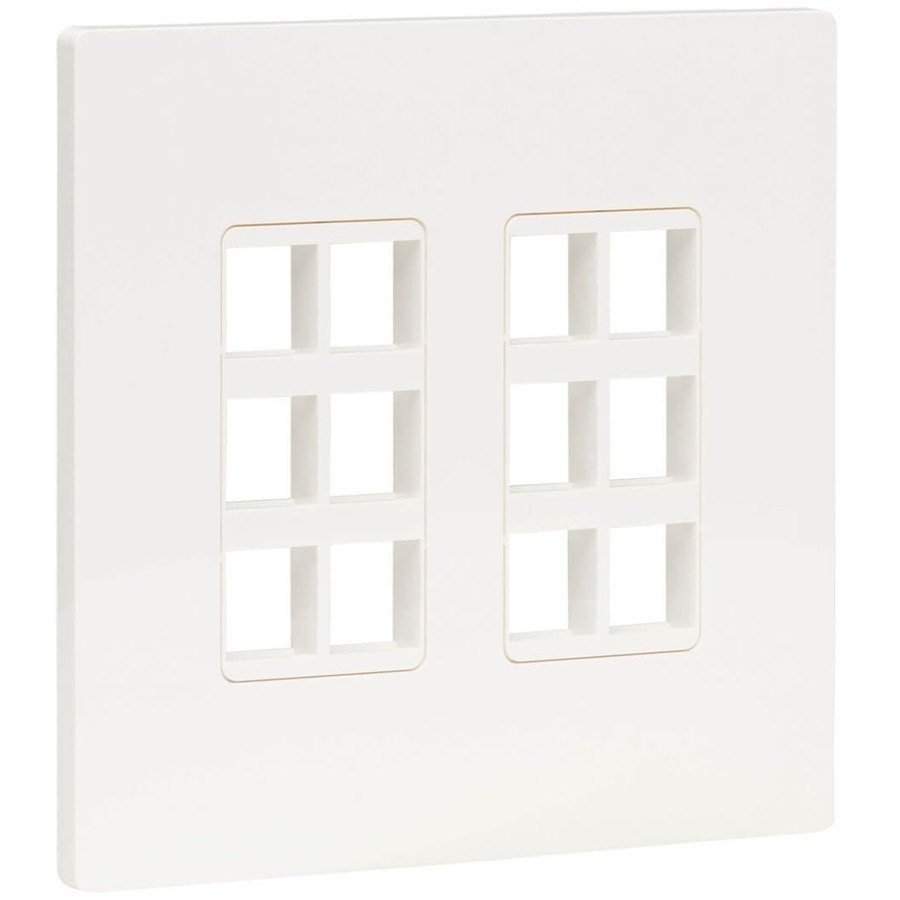 Tripp Lite by Eaton 12-Port Keystone Double-Gang Faceplate, White, TAA