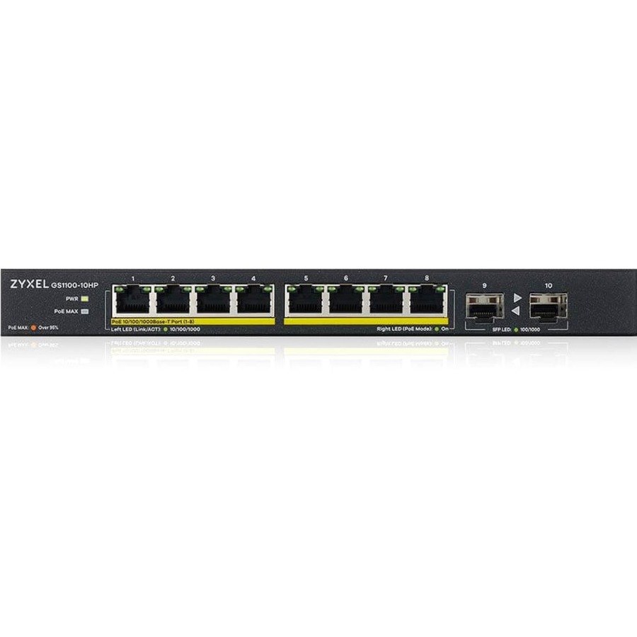 ZYXEL GS1100 GS1100-10HP 8 Ports Ethernet Switch - Gigabit Ethernet - 1000Base-T, 1000Base-X