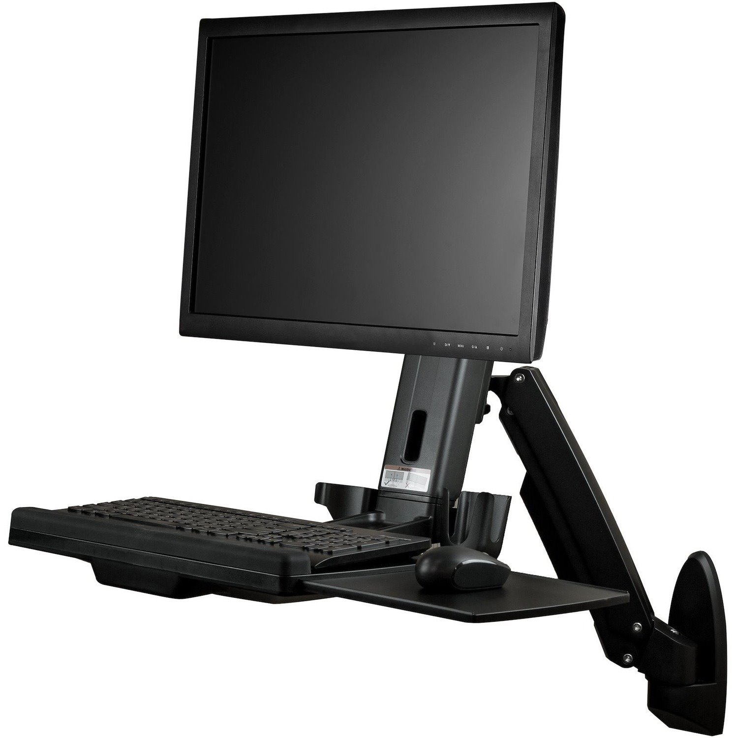 StarTech.com Wall Mount Workstation, Full Motion Standing Desk, Ergonomic Height Adjustable Monitor & Keyboard Tray Arm, For VESA Display