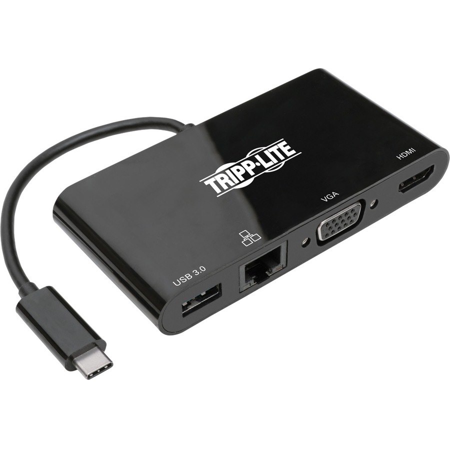 Eaton Tripp Lite Series USB-C Multiport Adapter - 4K HDMI, VGA, USB 3.x (5Gbps) Hub Port, GbE, HDCP, Black
