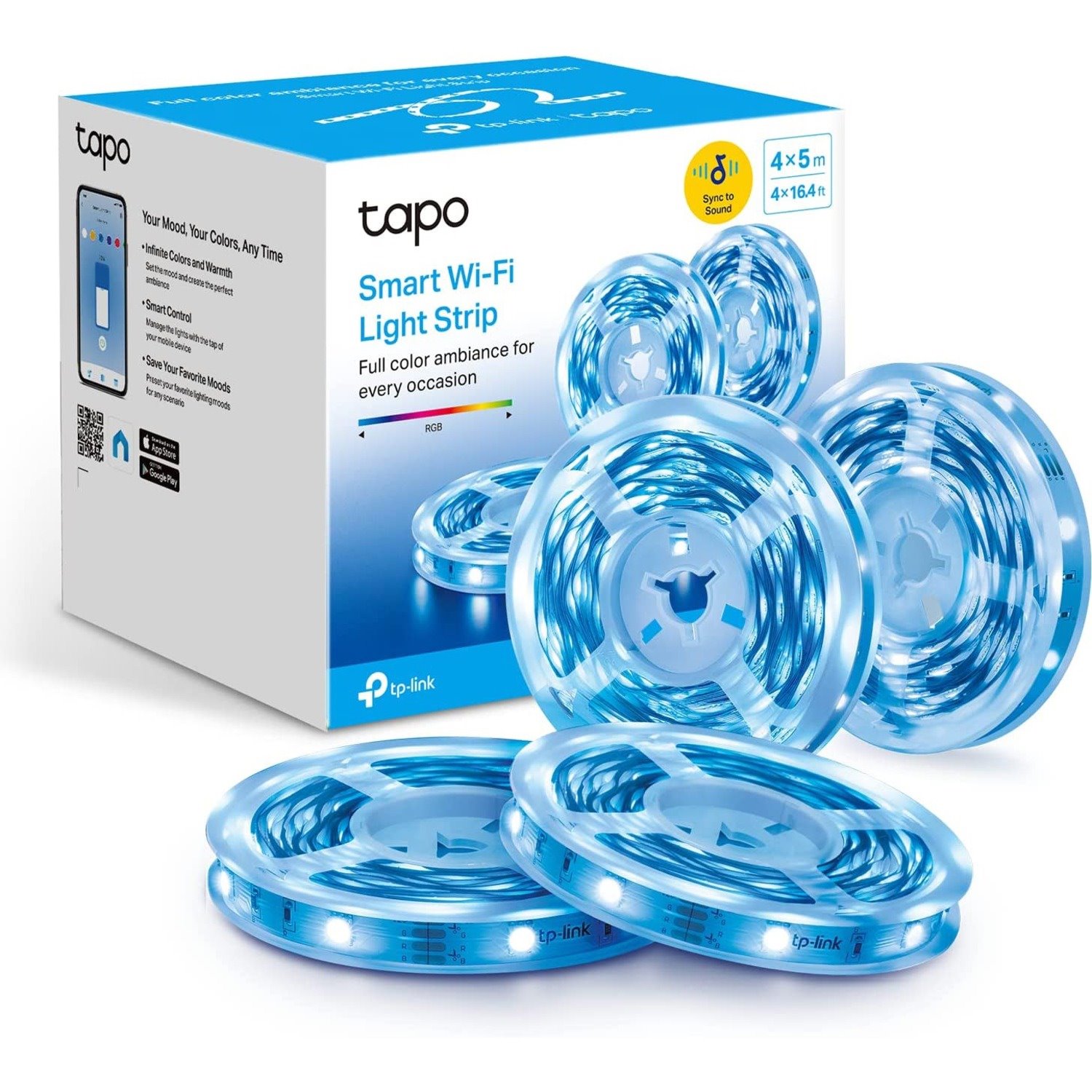 TP-Link Tapo L900-20 - Tapo Smart LED Light Strip 65.6ft (4 Rolls of 16.4ft)