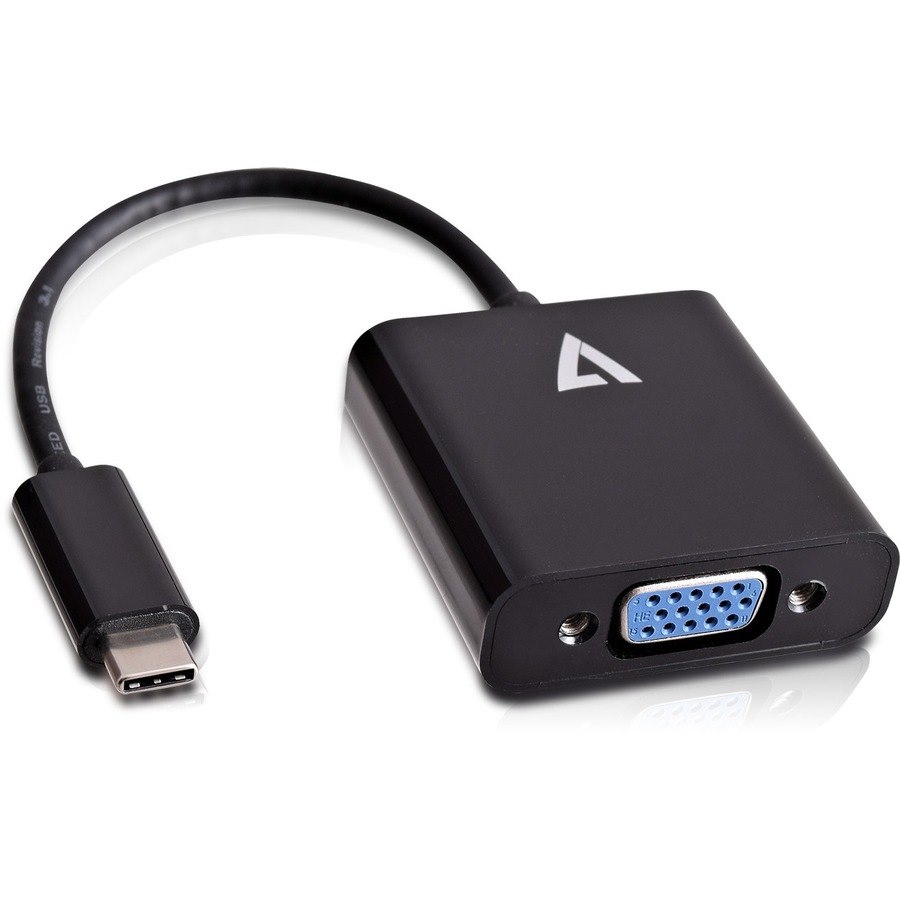 V7 Black USB Video Adapter USB-C Male to VGA Female