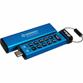 IronKey Keypad 200 64 GB USB 3.2 (Gen 1) Type C Flash Drive - Blue - XTS-AES