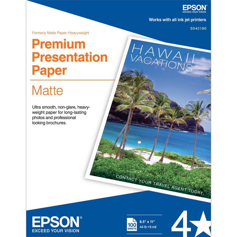 Epson Premium S042180 Inkjet Presentation Paper - Bright White