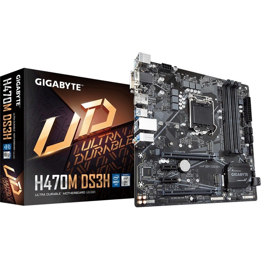 Gigabyte Ultra Durable H470M DS3H Desktop Motherboard - Intel H470 Chipset - Socket LGA-1200 - Intel Optane Memory Ready - Micro ATX