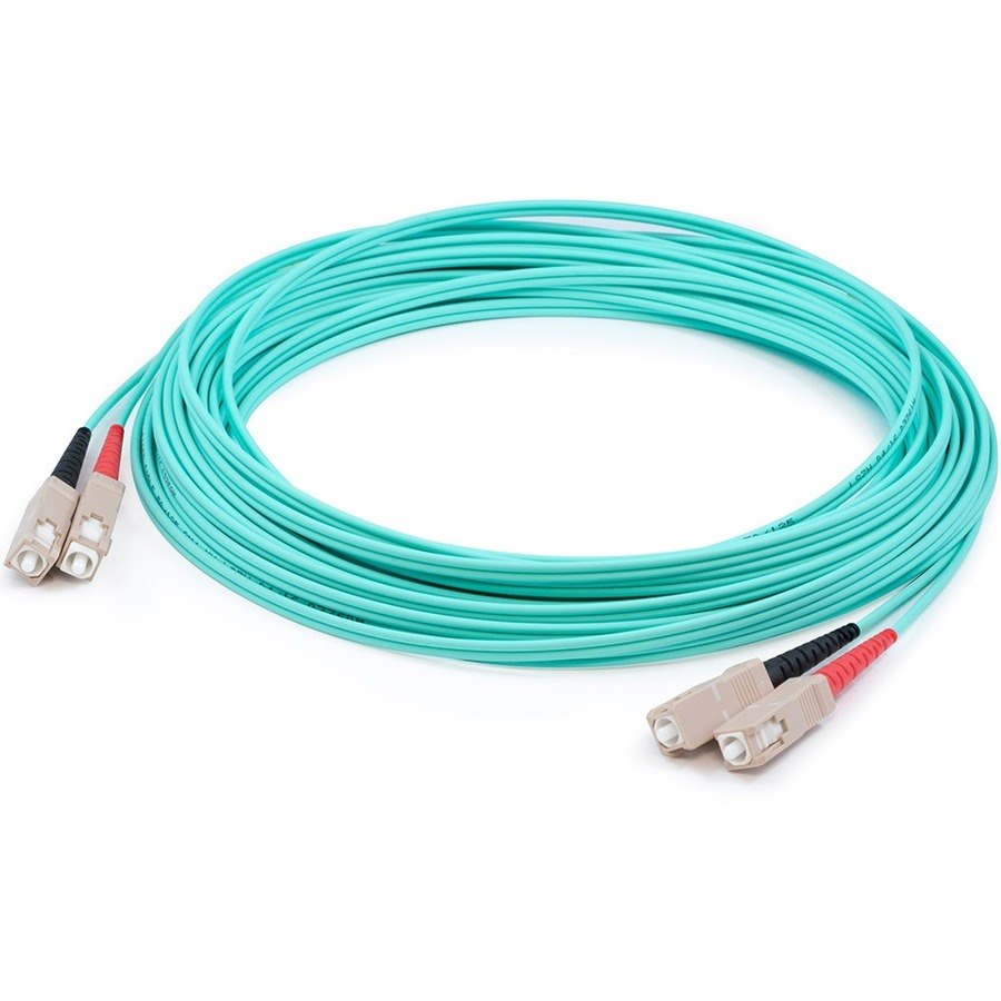 AddOn 15m SC (Male) to SC (Male) Aqua OM3 Duplex Fiber OFNR (Riser-Rated) Patch Cable