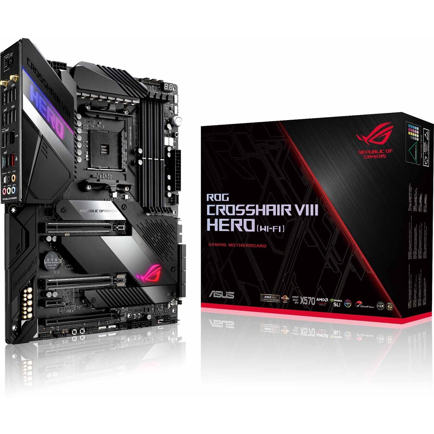 Asus ROG Crosshair VIII Hero Desktop Motherboard - AMD X570 Chipset - Socket AM4 - ATX