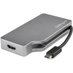StarTech.com USB C Multiport Video Adapter 4K/1080p - USB Type C to HDMI, VGA, DVI or Mini DisplayPort Monitor Adapter - Space Gray