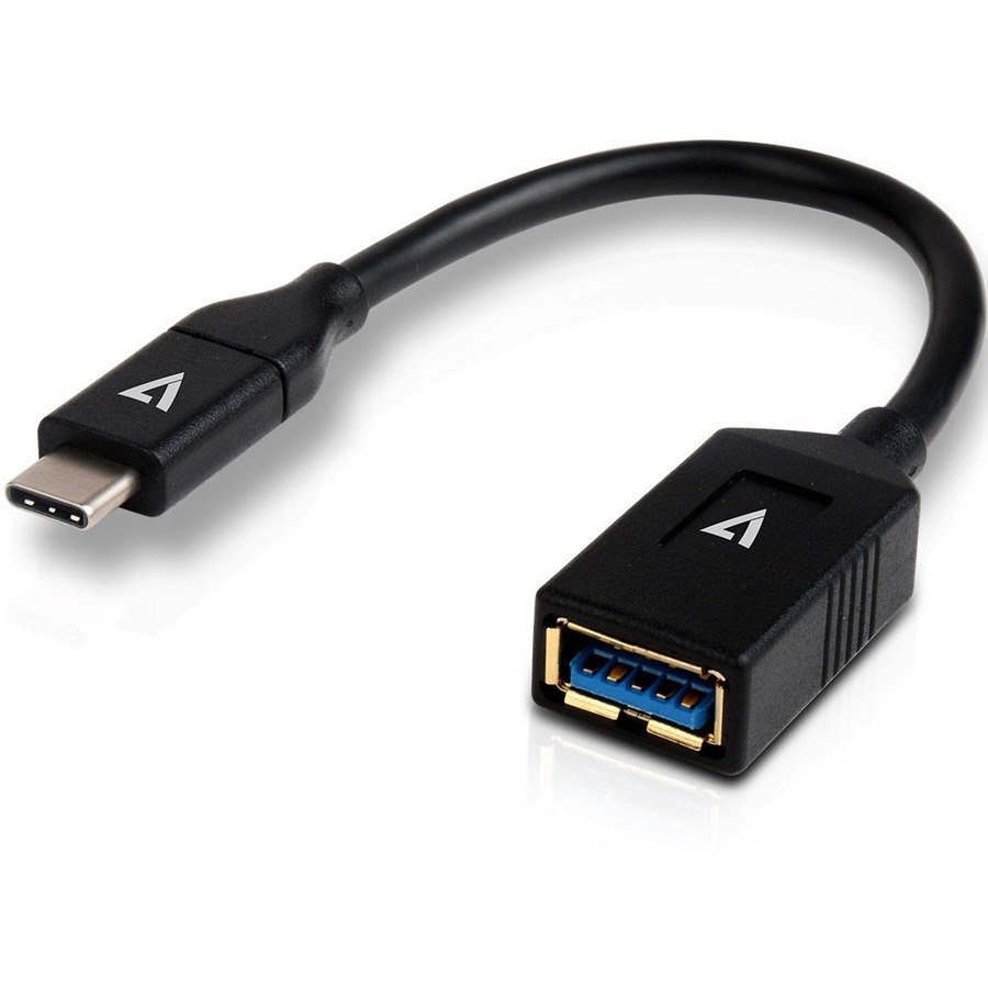 V7 Black USB Cable USB 3.0 A Female to USB-C Male 0.3m 1ft