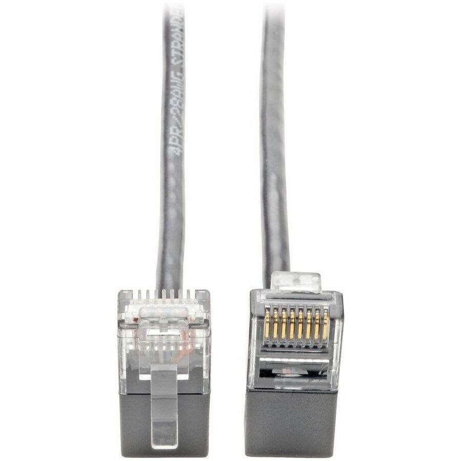 Eaton Tripp Lite Series Right-Angle Cat6 Gigabit Snagless Molded Slim UTP Ethernet Cable (RJ45 M/M), Gray, 1 ft. (0.31 m)