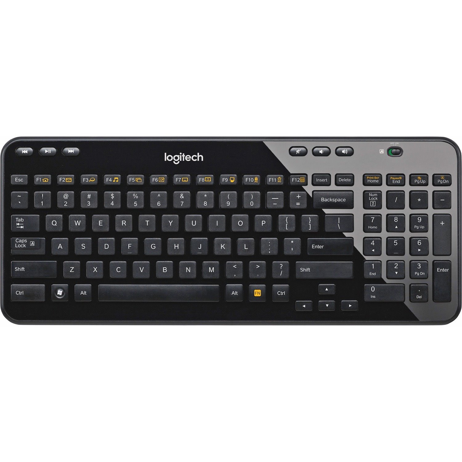 Logitech K360 Compact Wireless Keyboard for Windows, 2.4GHz Wireless, USB Unifying Receiver, 12 F-Keys, 3-Year Battery Life, Compatible with PC, Laptop (Glossy Black)