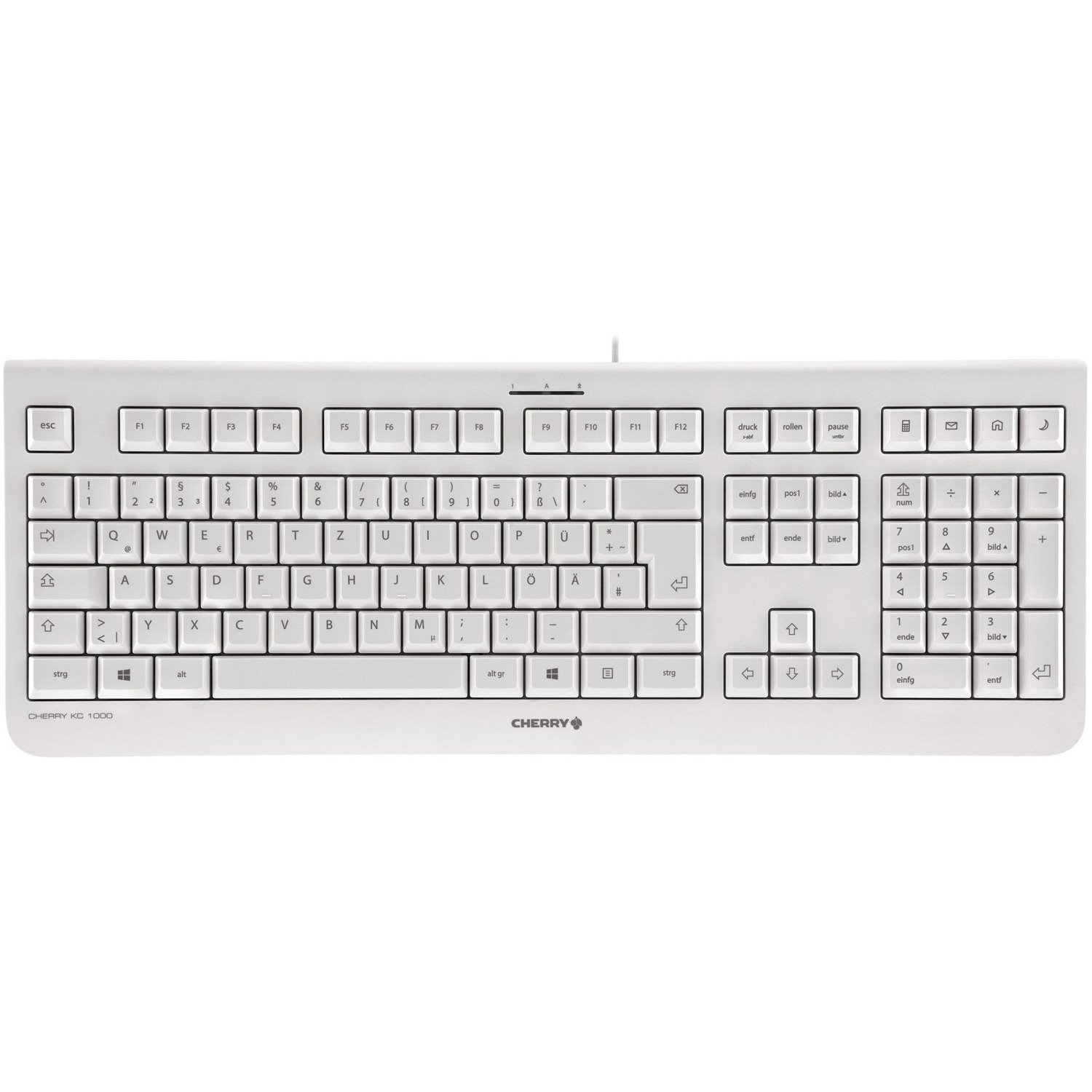 CHERRY KC 1000 Keyboard - Cable Connectivity - USB Interface - French - Pale Gray