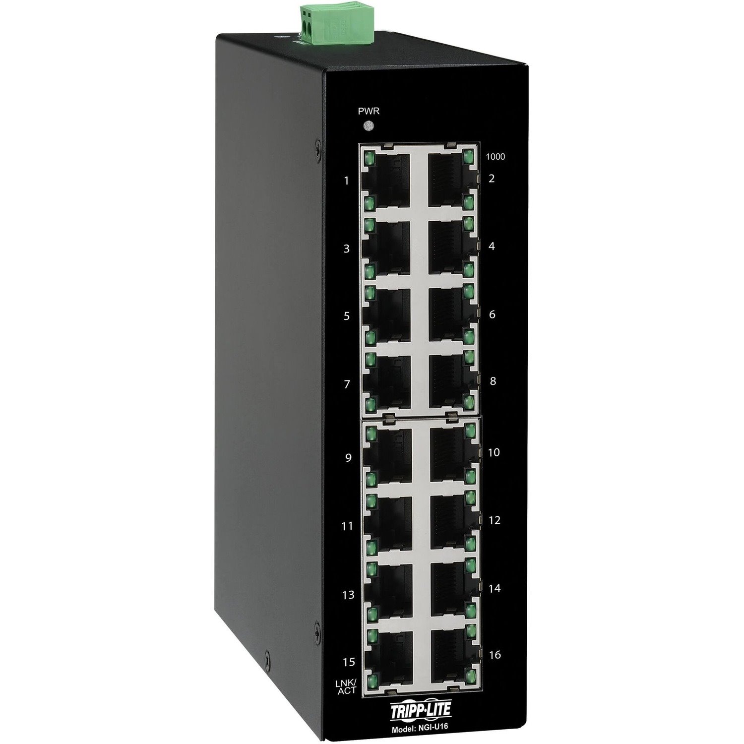 Eaton Tripp Lite Series 16-Port Unmanaged Industrial Gigabit Ethernet Switch - 10/100/1000 Mbps, DIN Mount, TAA
